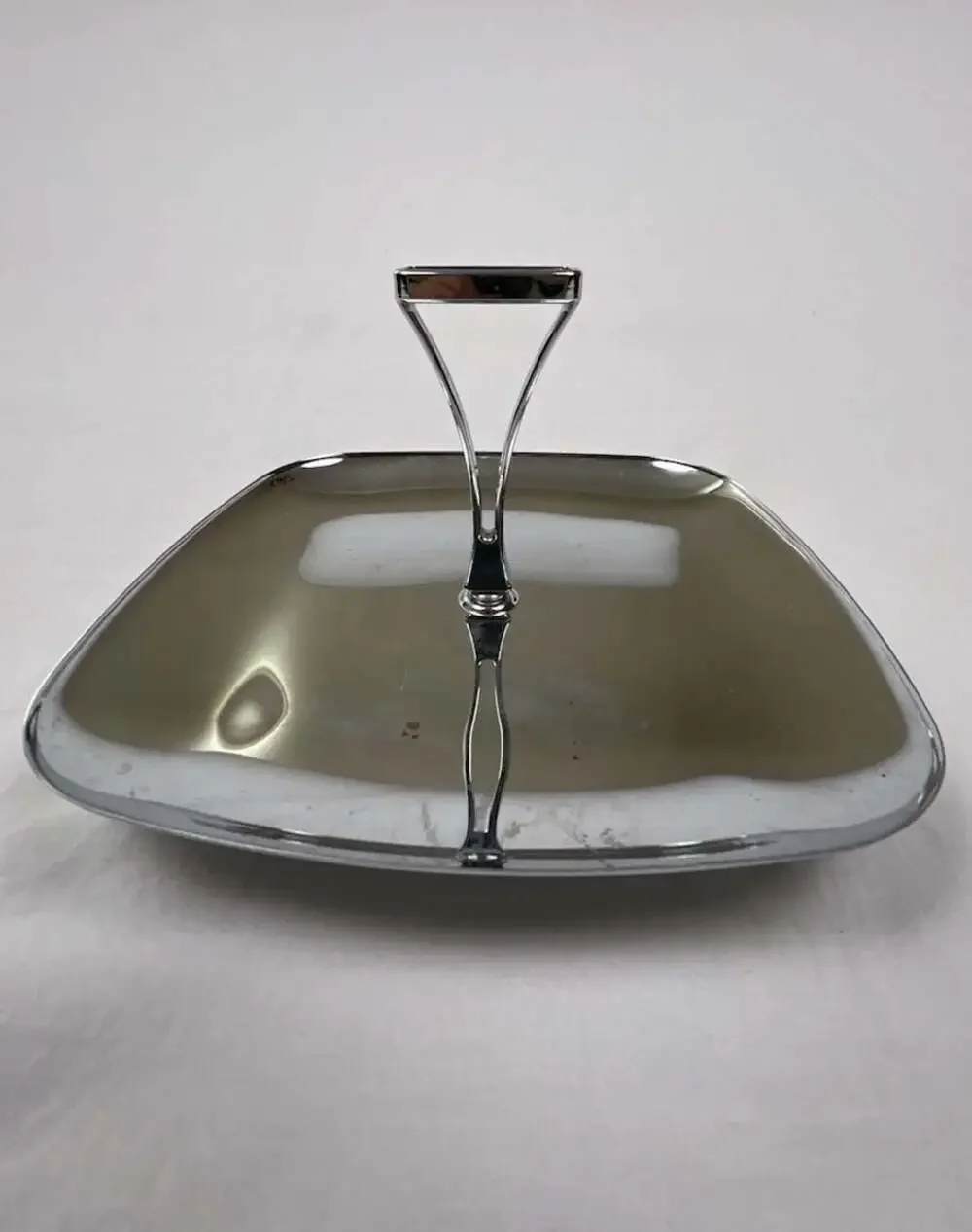 Vintage Milbern Creations Chrome Square Serving Tray with Handle
